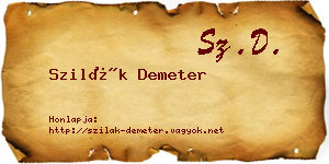 Szilák Demeter névjegykártya